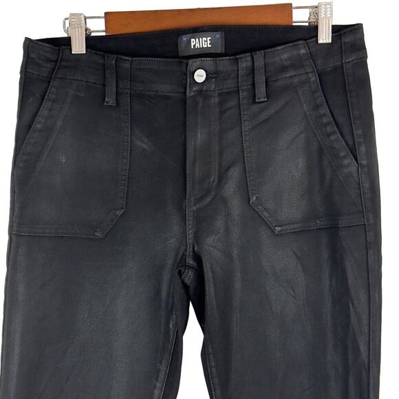 PAIGE MAYSLIE STRAIGHT ANKLE JEANS IN BLACK FOG COATING NWOT WOMEN'S SIZE 30 - Picture 4 of 16